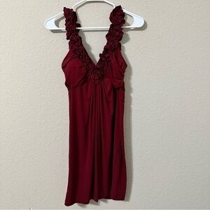 Intermission Dress Maroon Sleeveless Ruffle Straps Zipper Back Formal Party